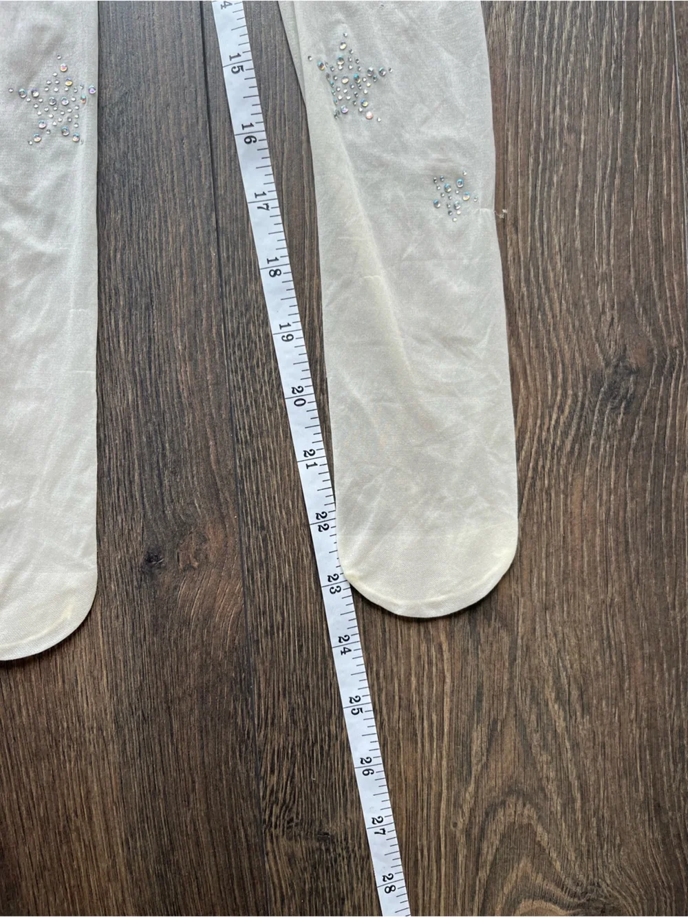 Cream Sheer Star Embellished Tights